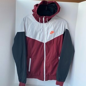 Men’s Nike Retro White Red & Black Zip-up Windbreaker with Hoodie